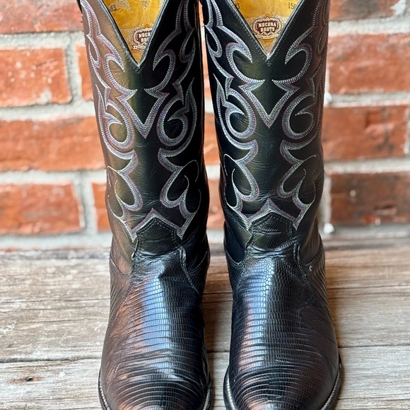 Nocona Boots Shoes Nocona Mens Exotic Lizard Black Leather Western